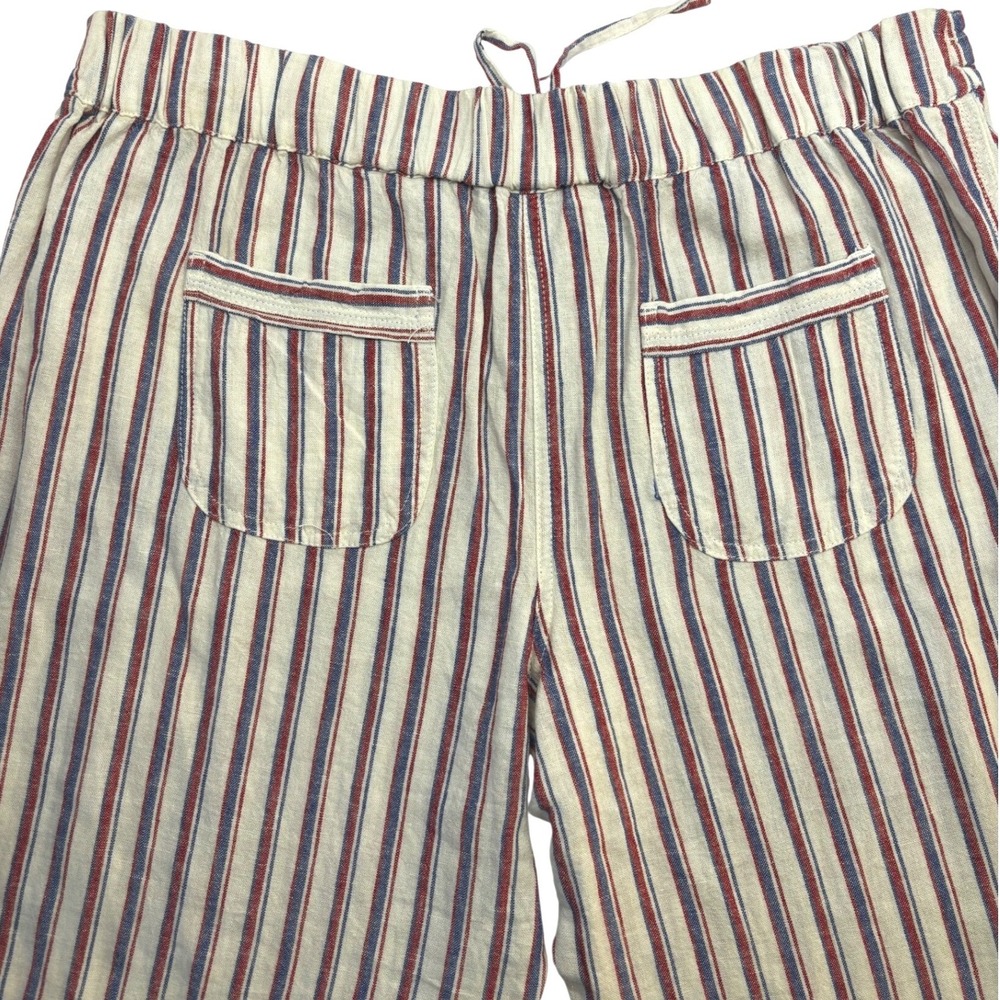 Per Se Women XL Red Blue White Striped Linen Blend Drawstring Pants NWT - Picture 1 of 11
